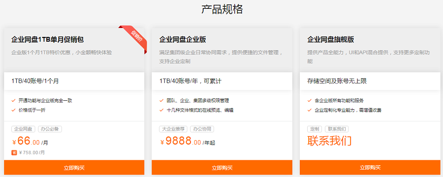 阿里云的企业网盘是怎么收费的