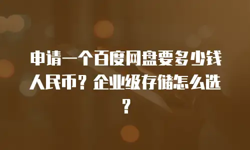 申请一个百度网盘要多少钱人民币？企业级存储怎么选？