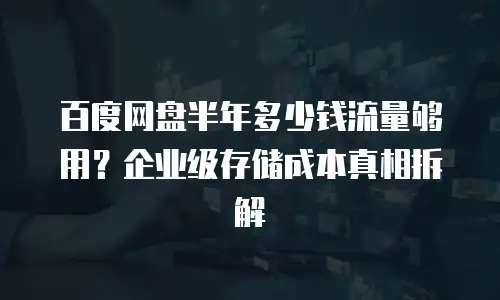 百度网盘半年多少钱流量够用？企业级存储成本真相拆解