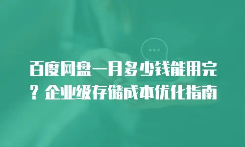 百度网盘一月多少钱能用完？企业级存储成本优化指南