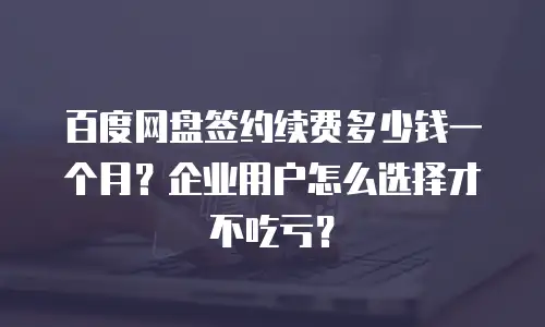 百度网盘签约续费多少钱一个月？企业用户怎么选择才不吃亏？