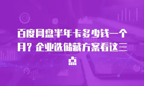 百度网盘半年卡多少钱一个月？企业选储藏方案看这三点