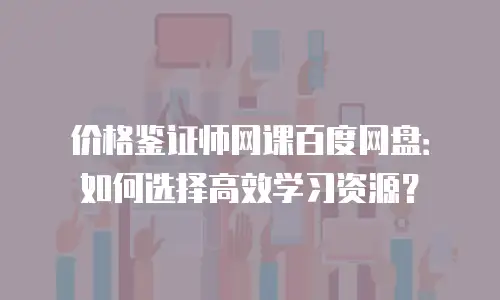 价格鉴证师网课百度网盘：如何选择高效学习资源？