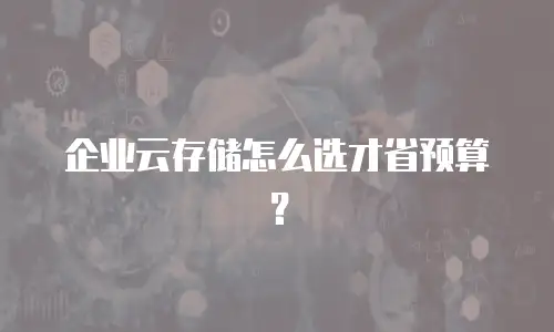 企业云存储怎么选才省预算？