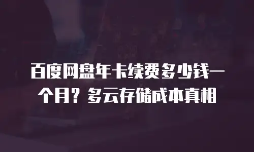 百度网盘年卡续费多少钱一个月？多云存储成本真相