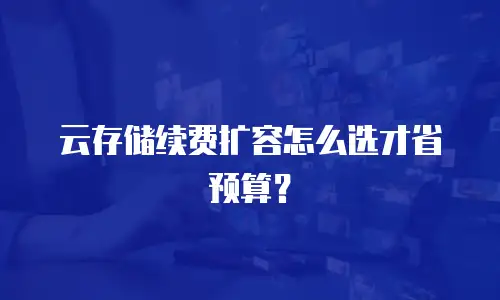 云存储续费扩容怎么选才省预算？