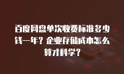 百度网盘单次收费标准多少钱一年？企业存储成本怎么算才科学？
