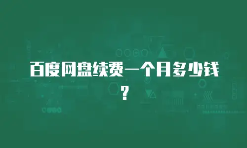 百度网盘续费一个月多少钱？