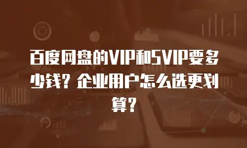 百度网盘的VIP和SVIP要多少钱？企业用户怎么选更划算？