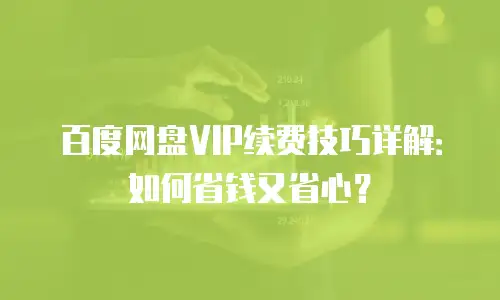 百度网盘VIP续费技巧详解：如何省钱又省心？