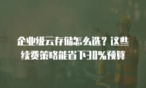 企业级云存储怎么选？这些续费策略能省下30%预算