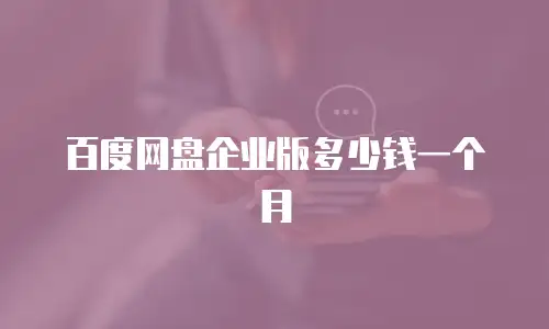 百度网盘企业版多少钱一个月