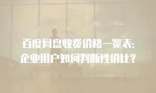 百度网盘收费价格一览表：企业用户如何判断性价比？