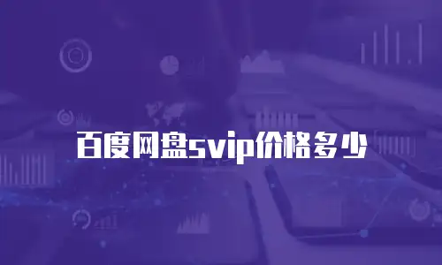 百度网盘svip价格多少