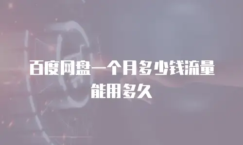 百度网盘一个月多少钱流量能用多久