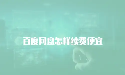 百度网盘怎样续费便宜