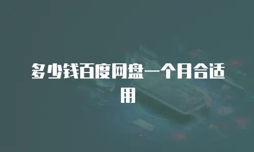 多少钱百度网盘一个月合适用