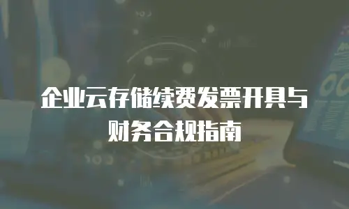 企业云存储续费发票开具与财务合规指南
