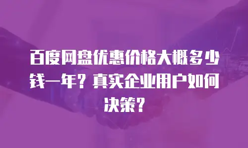 百度网盘优惠价格大概多少钱一年？真实企业用户如何决策？