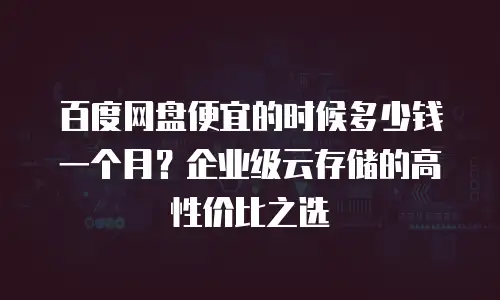 百度网盘便宜的时候多少钱一个月？企业级云存储的高性价比之选