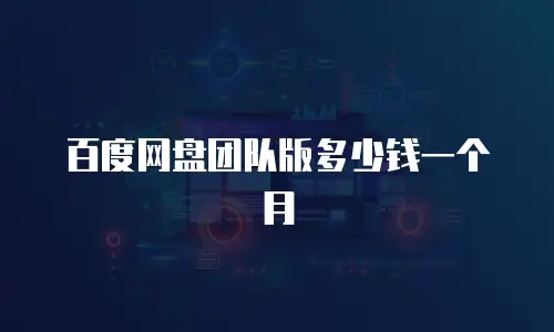 百度网盘团队版多少钱一个月