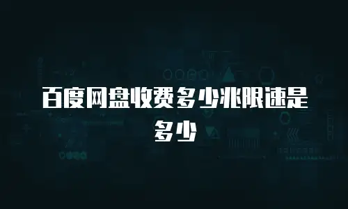 百度网盘收费多少兆限速是多少