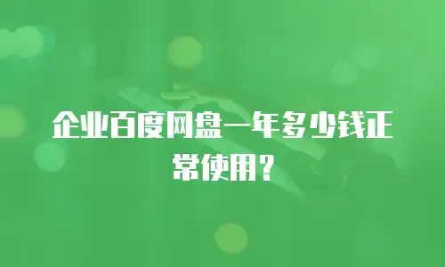 企业百度网盘一年多少钱正常使用？