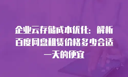 企业云存储成本优化：解析百度网盘租赁价格多少合适一天的便宜