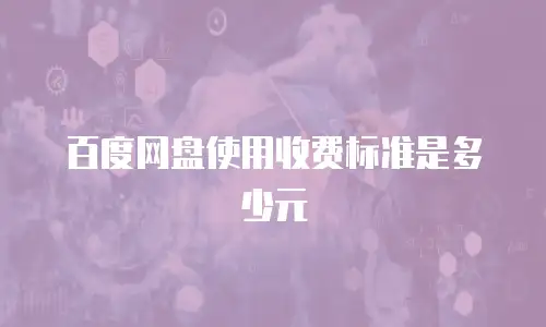 百度网盘使用收费标准是多少元