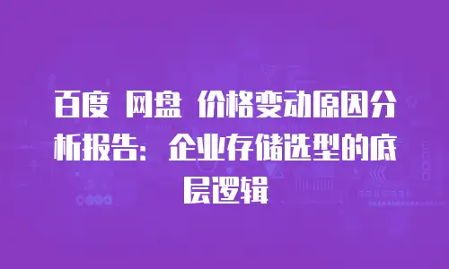 百度 网盘 价格变动原因分析报告：企业存储选型的底层逻辑