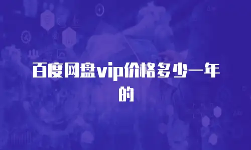 百度网盘vip价格多少一年的