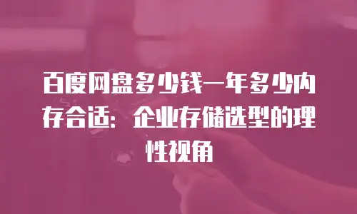 百度网盘多少钱一年多少内存合适：企业存储选型的理性视角