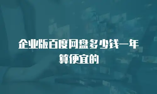 企业版百度网盘多少钱一年算便宜的