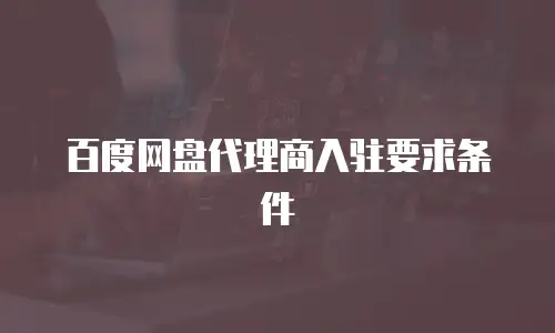 百度网盘代理商入驻要求条件