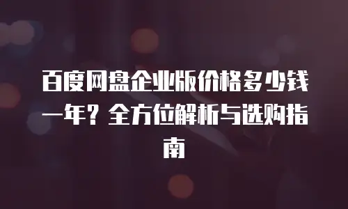 百度网盘企业版价格多少钱一年？全方位解析与选购指南