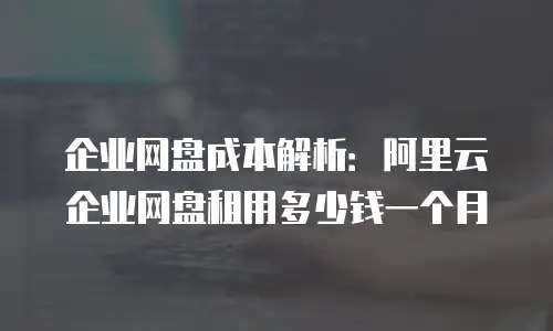 企业网盘成本解析：阿里云企业网盘租用多少钱一个月