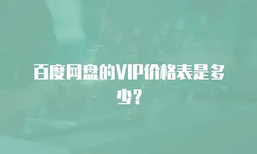 百度网盘的VIP价格表是多少？