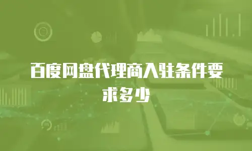 百度网盘代理商入驻条件要求多少