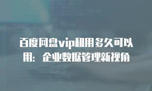 百度网盘vip租用多久可以用：企业数据管理新视角