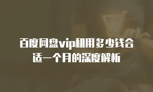 百度网盘vip租用多少钱合适一个月的深度解析