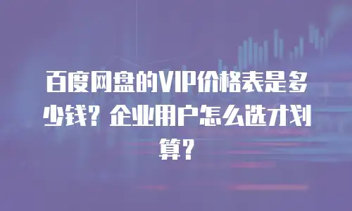 百度网盘的VIP价格表是多少钱？企业用户怎么选才划算？
