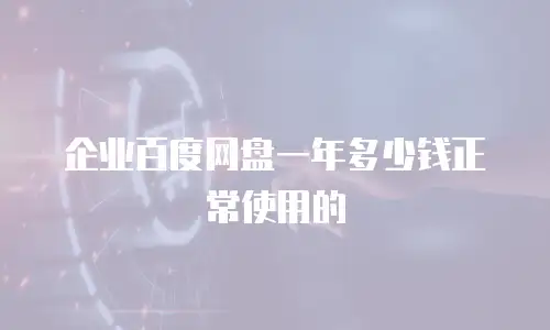 企业百度网盘一年多少钱正常使用的