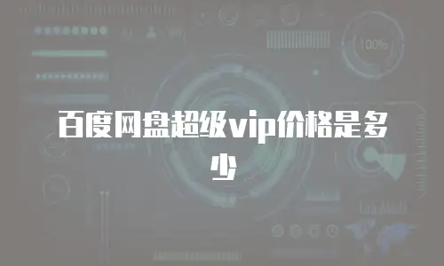 百度网盘超级vip价格是多少