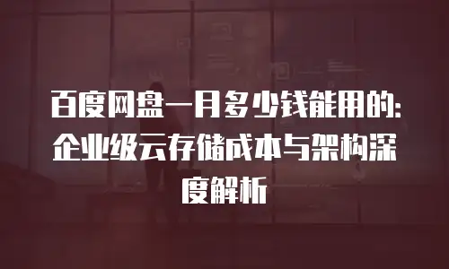 百度网盘一月多少钱能用的：企业级云存储成本与架构深度解析