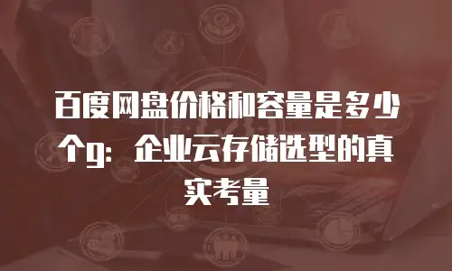 百度网盘价格和容量是多少个g：企业云存储选型的真实考量