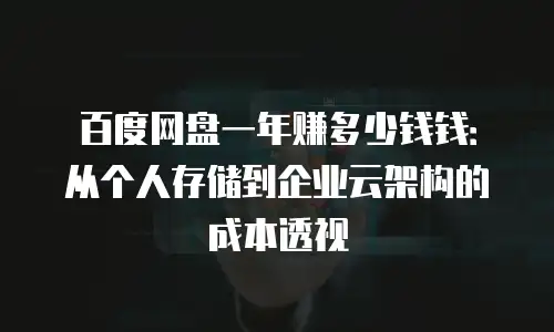 百度网盘一年赚多少钱钱：从个人存储到企业云架构的成本透视
