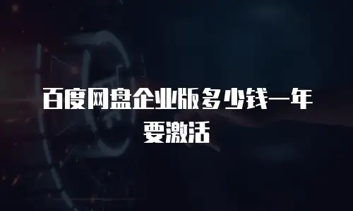 百度网盘企业版多少钱一年要激活