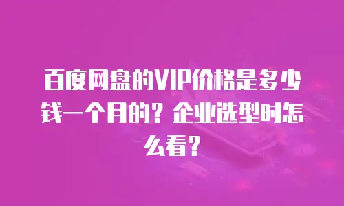 百度网盘的VIP价格是多少钱一个月的？企业选型时怎么看？
