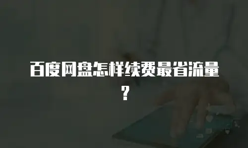百度网盘怎样续费最省流量？