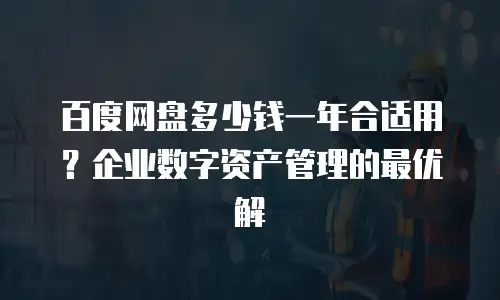 百度网盘多少钱一年合适用？企业数字资产管理的最优解